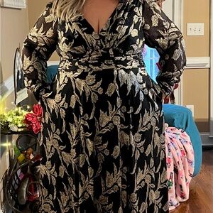 Betsy & Adam Black and Silver formal dress